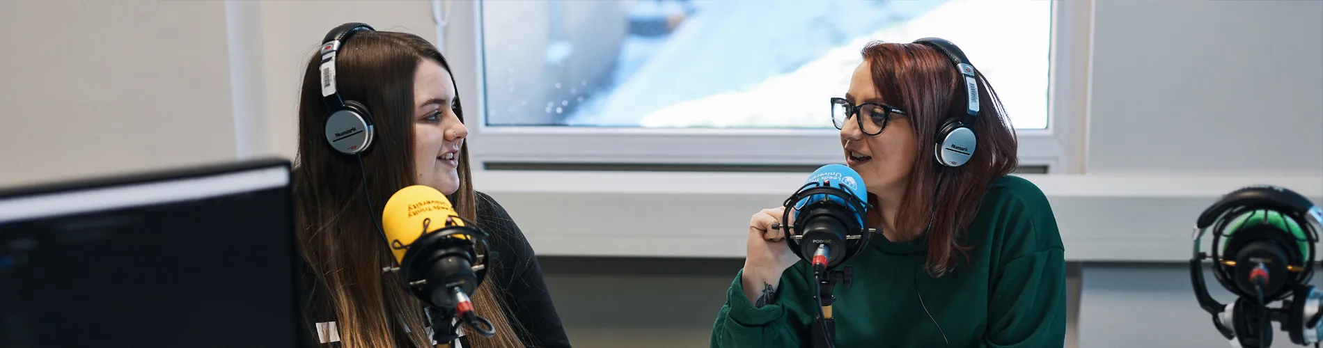 Journalism students recording a show.