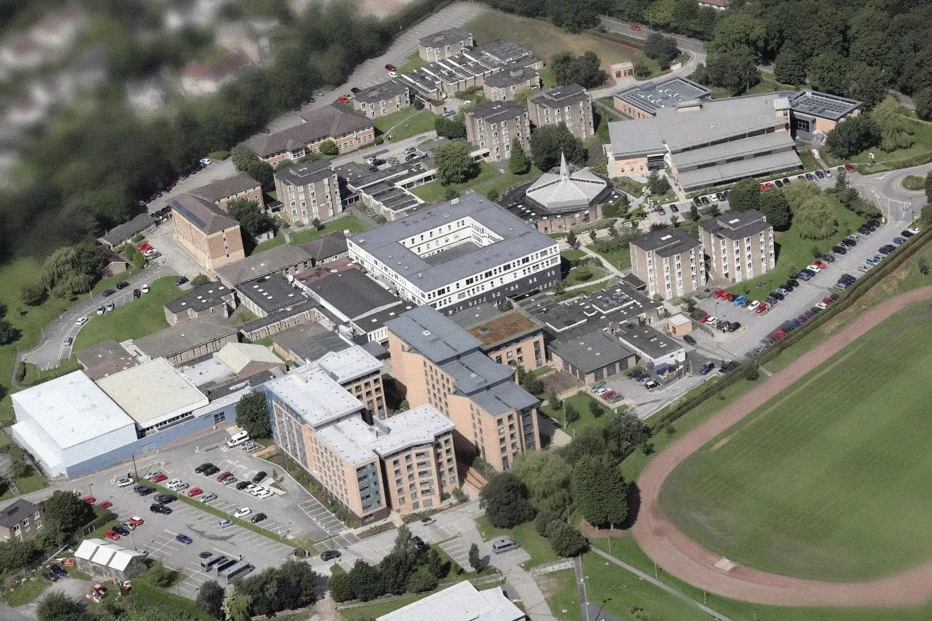 Aerial photograph of the Main Campus of Leeds Trinity University..