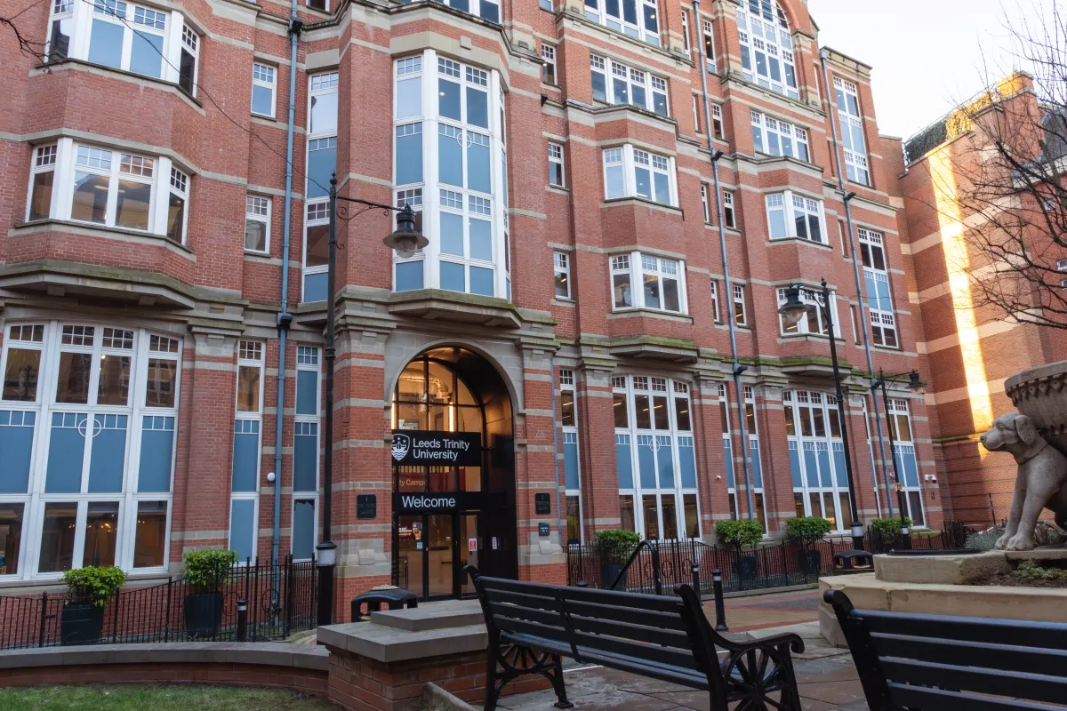 External photograph of the Leeds City Campus Entrance..