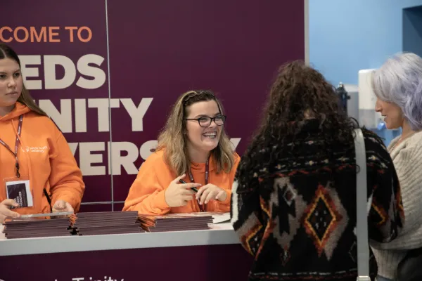 Student laughing at Open Day.