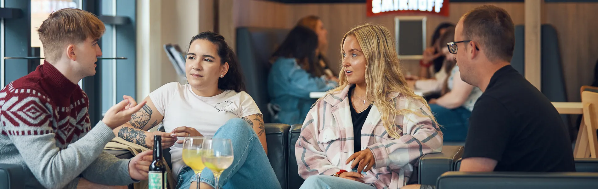 Students chatting at LTSU Trini-tea Central.