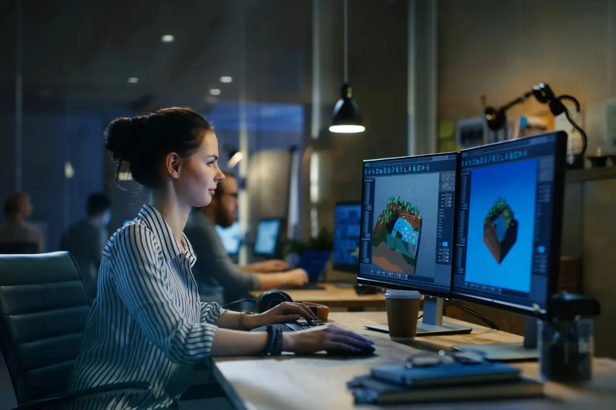 A student using gaming programmes.