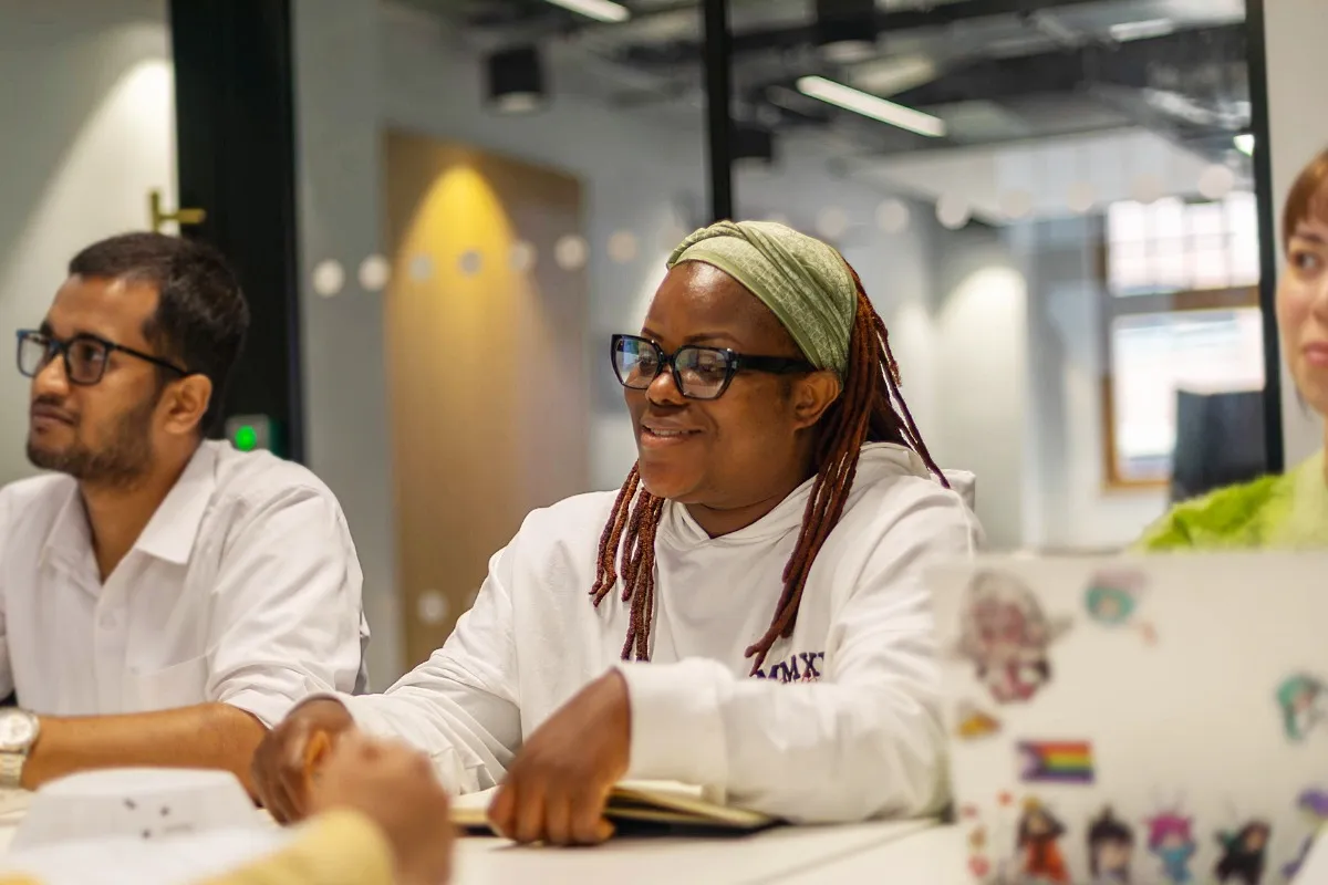 Student listening in class.