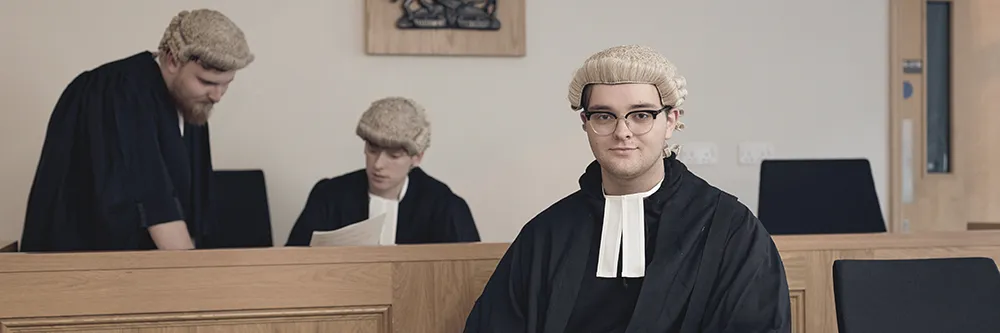 Students in mock law court