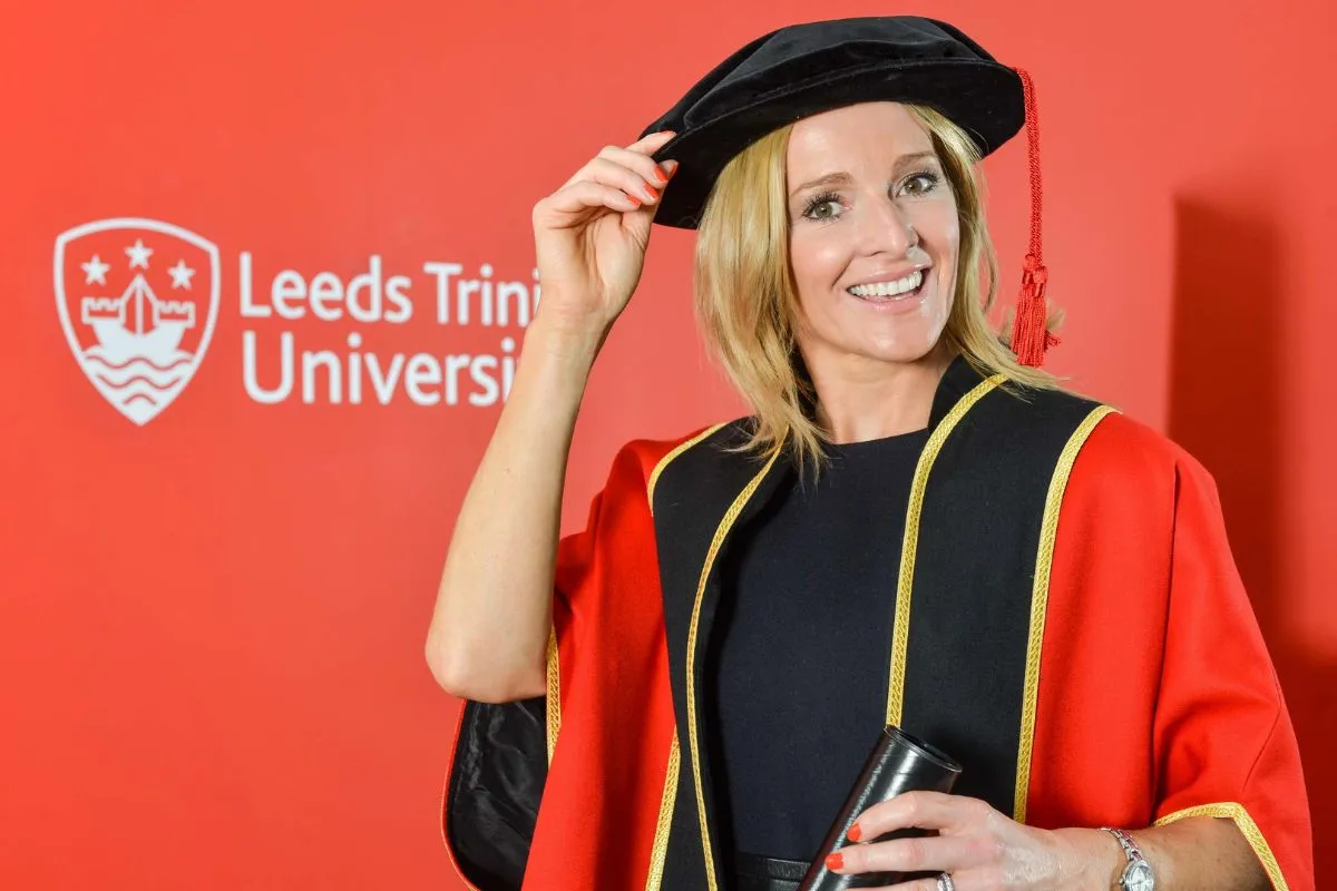 A picture of Gabby Logan at her installation as Chancellor of Leeds Trinity in 2013.