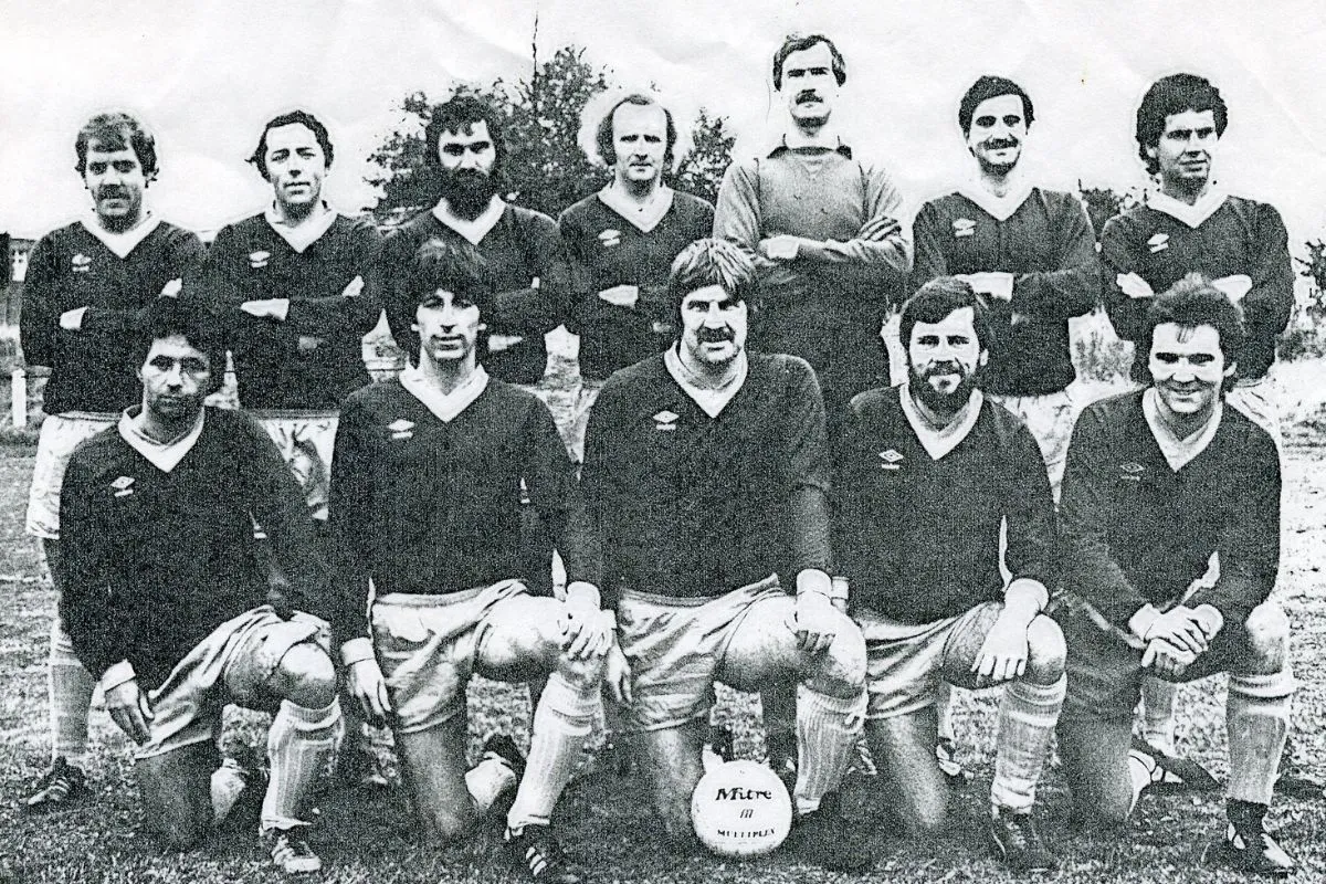 A picture of a Trinity and All Saints football team in the early 1980s..
