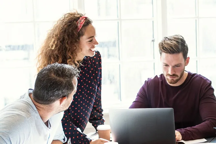 Image of employees gaining business support..