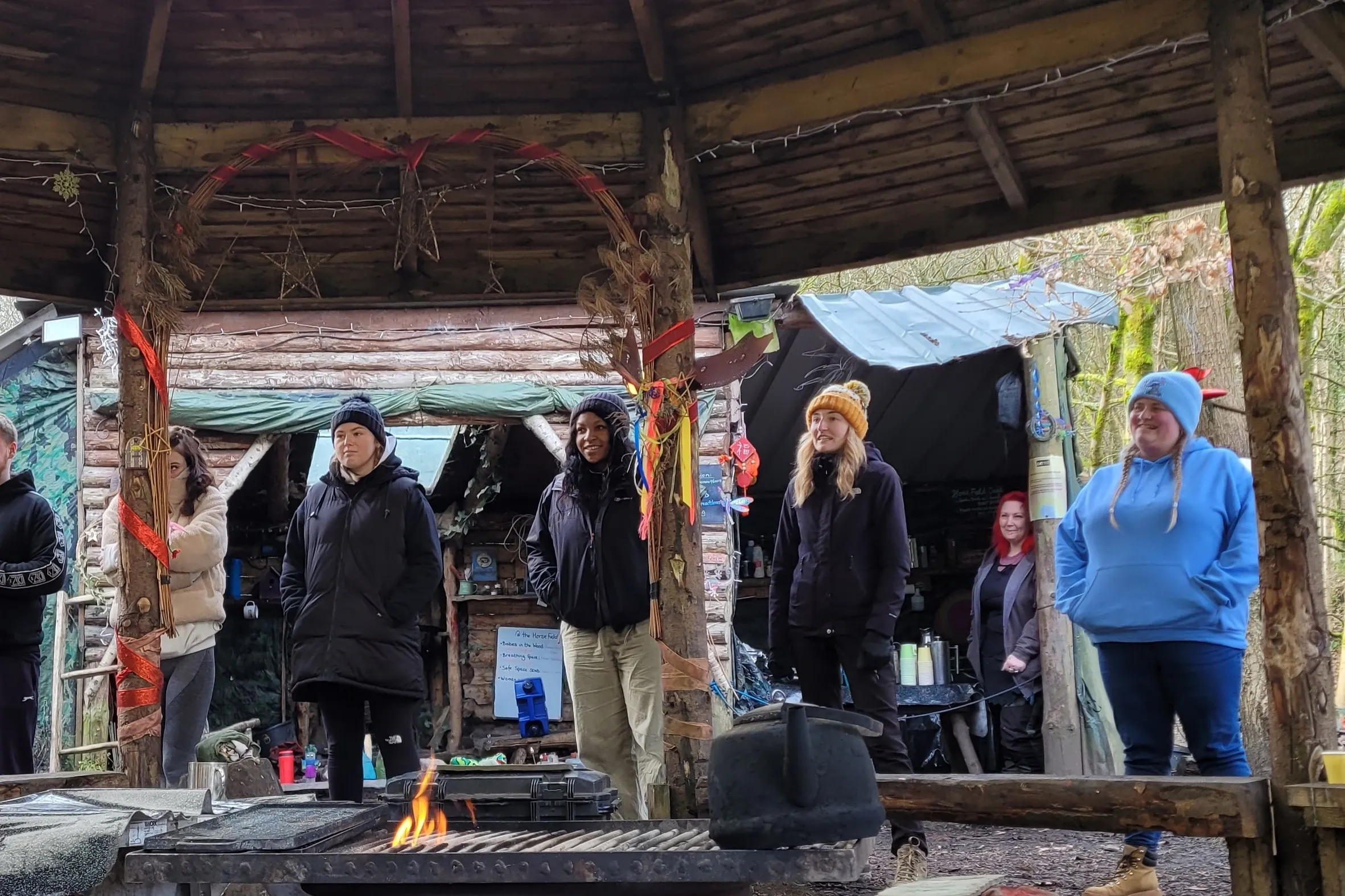 image of students at a Forest School experience..