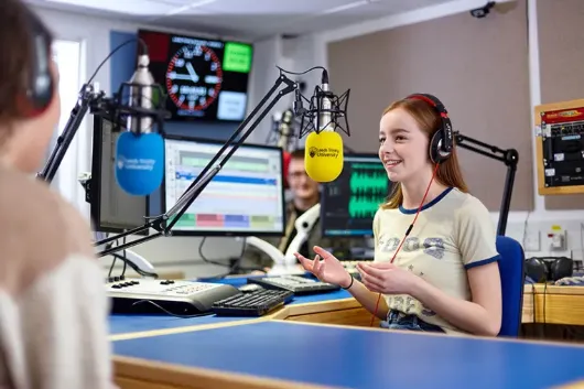 Image of Journalism student taking part in a Newsday..