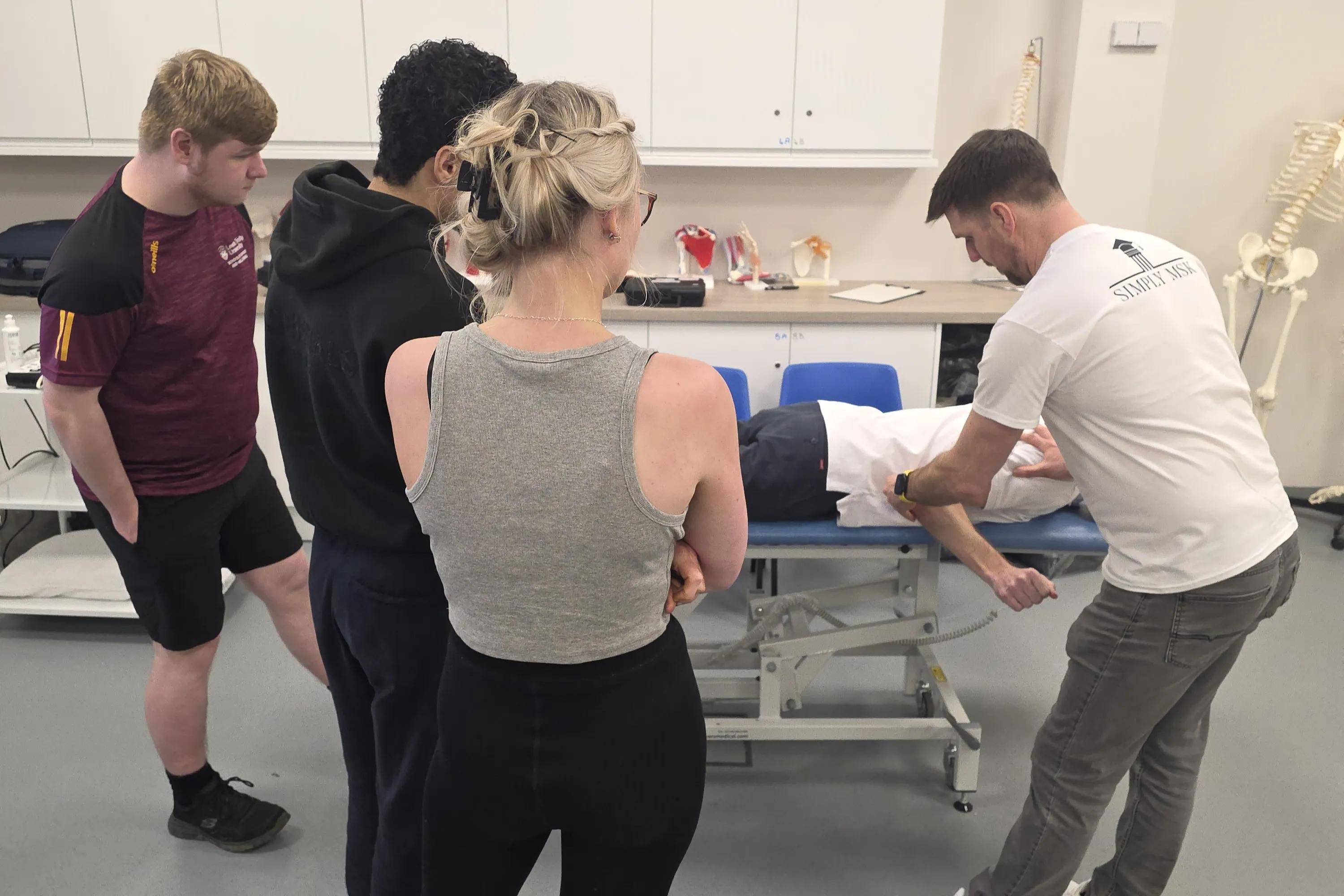Image of Sports Therapy and Rehabilitation students taking part in a CPD session with MSK Ltd..