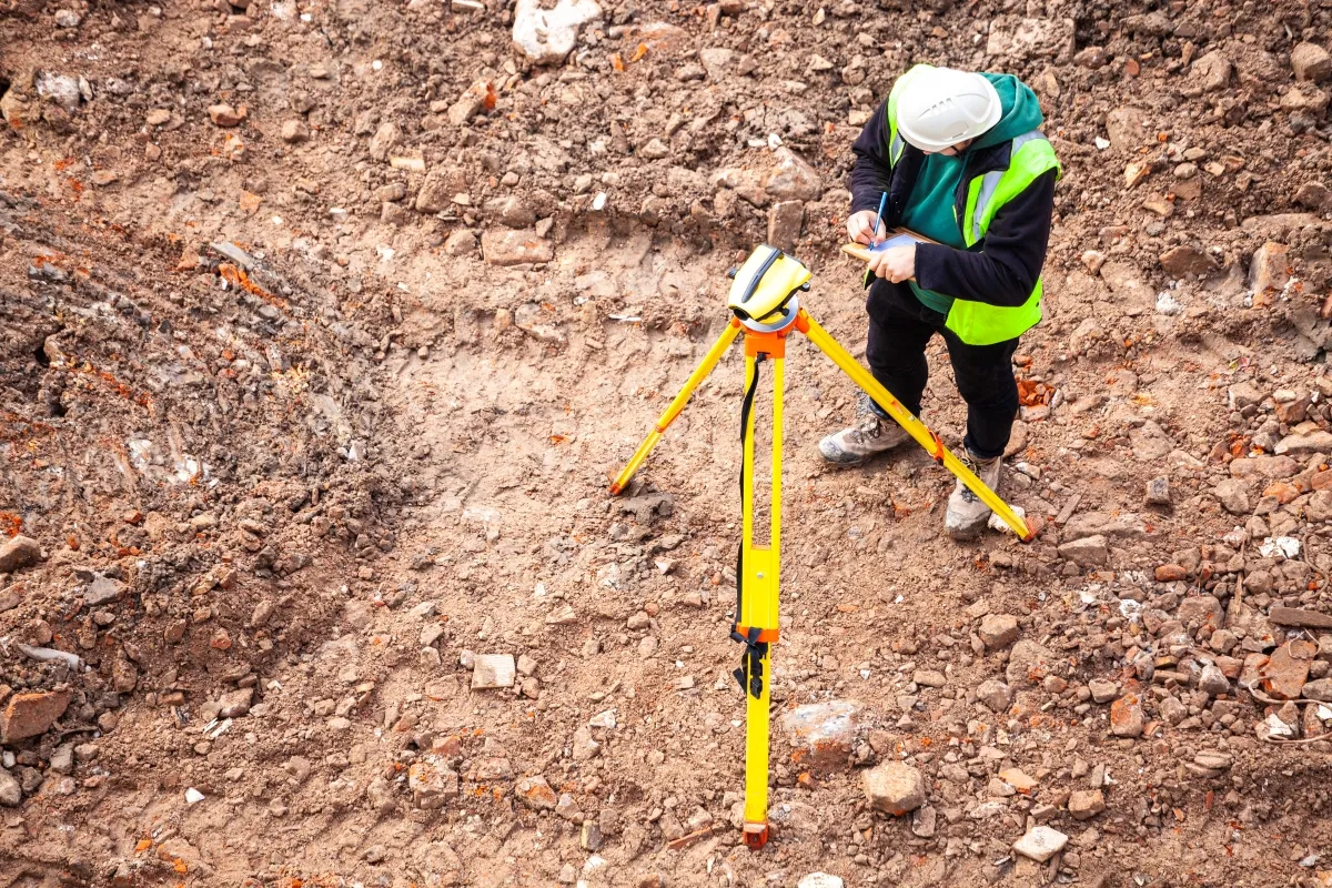 Quantity surveyor using specialist equipment..