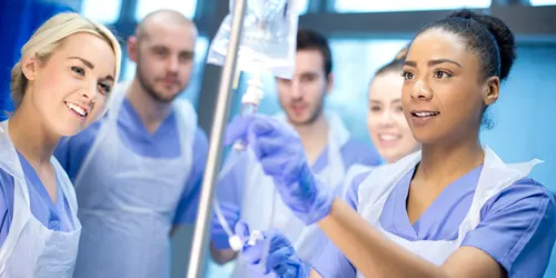 Nurses and doctors at work