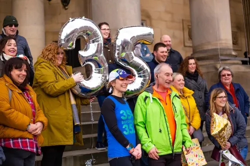 Gill celebrating with friends and family