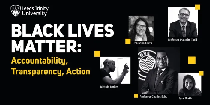 Black background with white font reading 