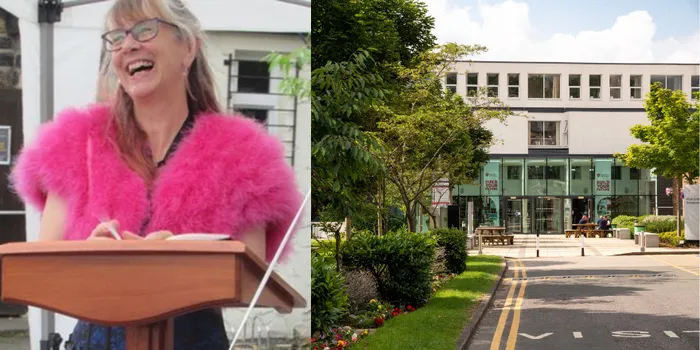 Poet stood at lectern