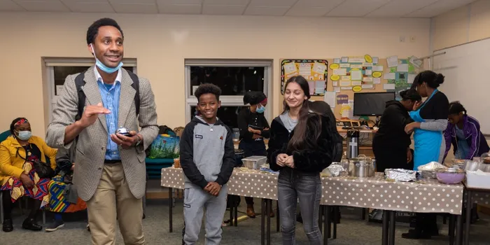 Chijioke Ojukwu pictured with children from the local community