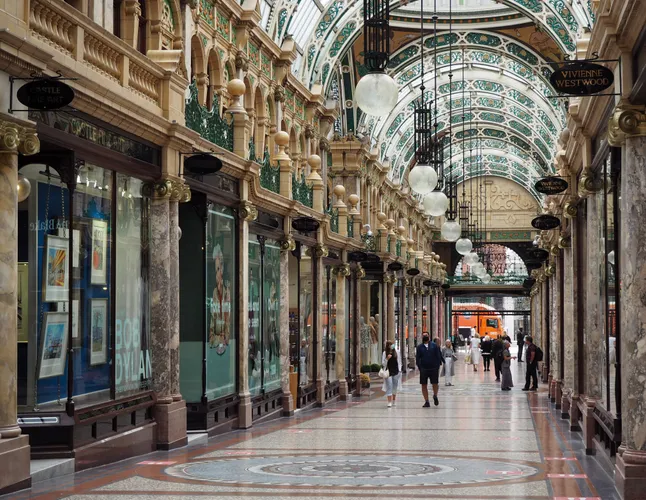 A Victorian shopping arcade.