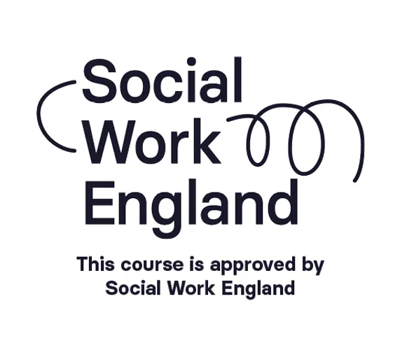 Logo of Social Work England, Navy option.