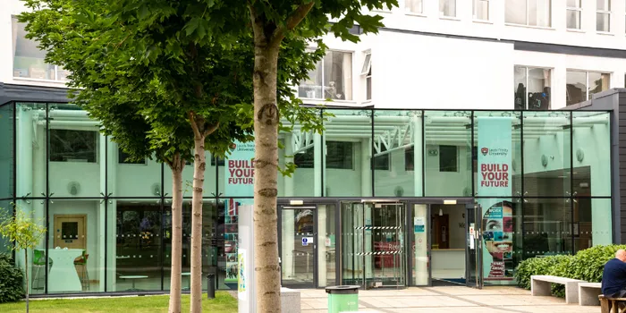 Leeds Trinity University entrance with tree in foreground