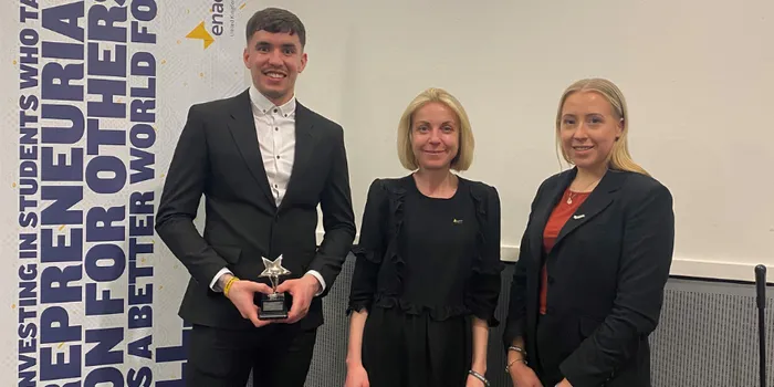 Students and teacher at award ceremony