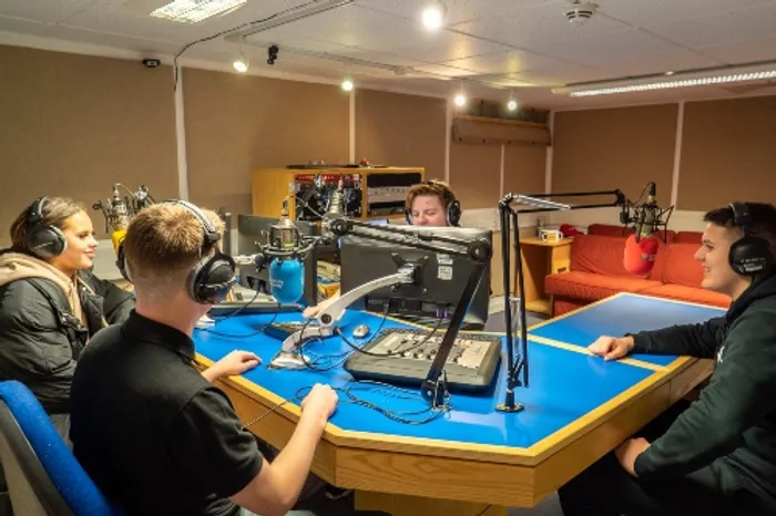 Students in radio studio 