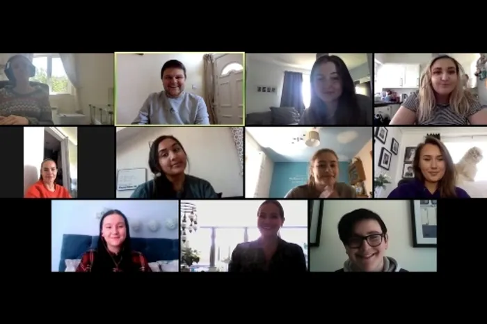Screenshot of alumni and students on Zoom