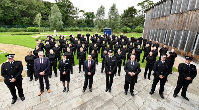 The first cohort of West Yorkshire Police Police Constable Degree Apprentice recruits at Carr Gate