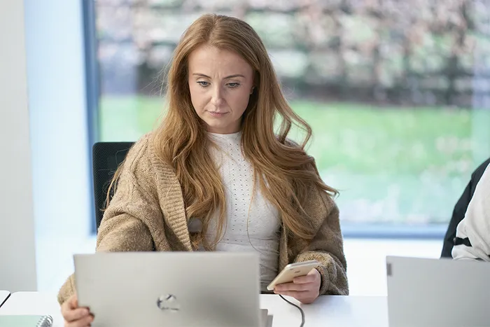 Student working on laptop
