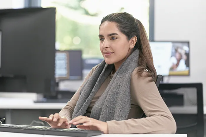 Student working on computer