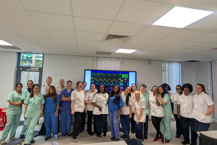 Image of second year Nursing students at their simulation week.