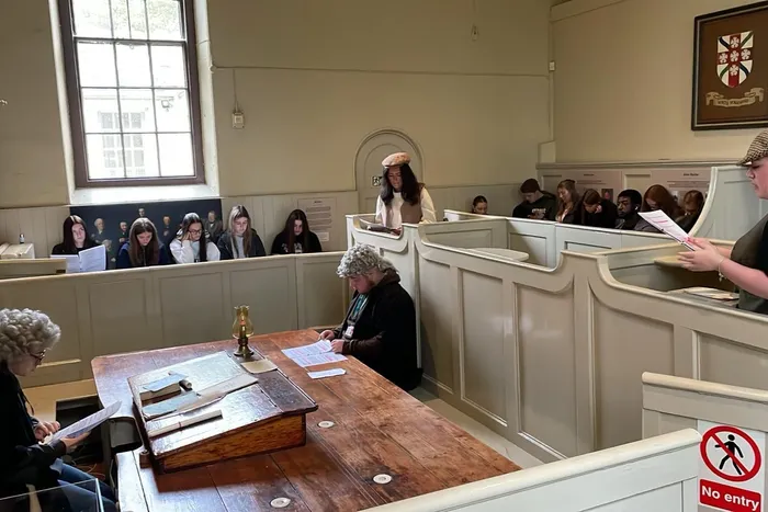 Image of Criminology students in a court room at Ripon Museum - October 2025.