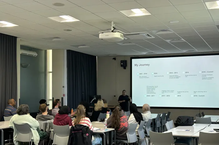 Image of Dr Danielle Davis at the School of Health and Life Sciences Research Conference.