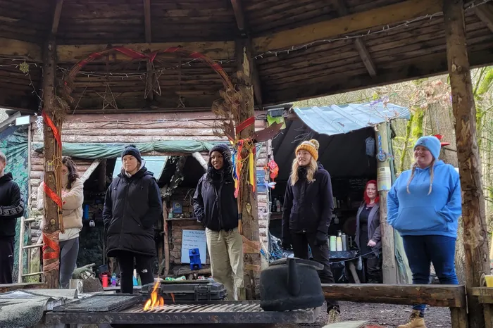 image of students at a Forest School experience.