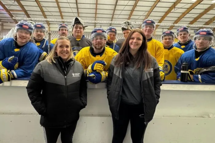 Image of Sport and Wellbeing staff at a Leeds Knight match.