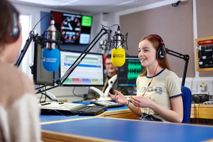 Image of Journalism student taking part in a Newsday.