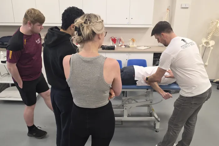 Image of Sports Therapy and Rehabilitation students taking part in a CPD session with MSK Ltd.